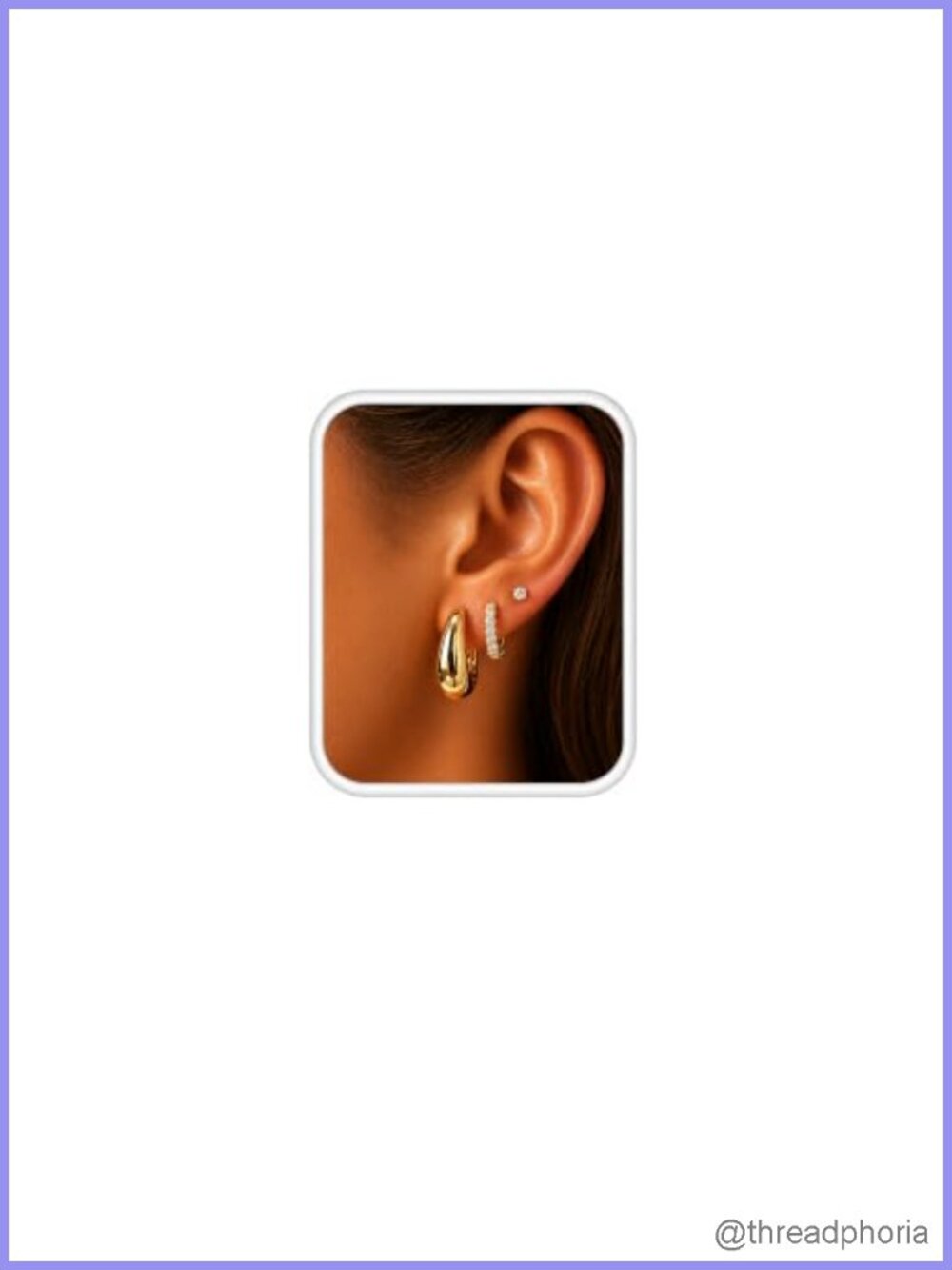 3 Pairs 14K Gold Plated Huggie Hoop & CZ Stud Earrings Set Hypoallergenic